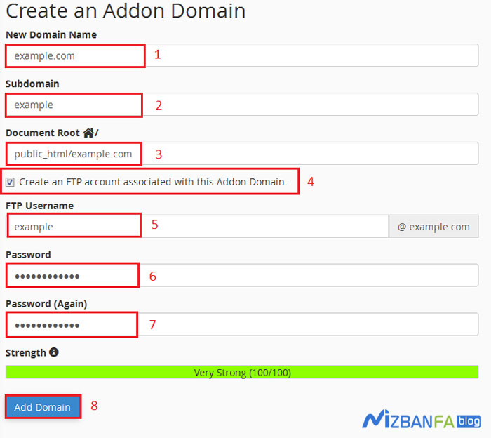 How to add a new domain as a domain name in C Panel