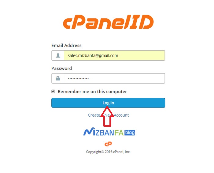 Log in to C Panel via Cpanelid
