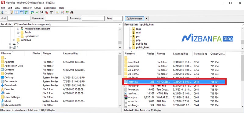 Find the .htaccess file in Host C Panel