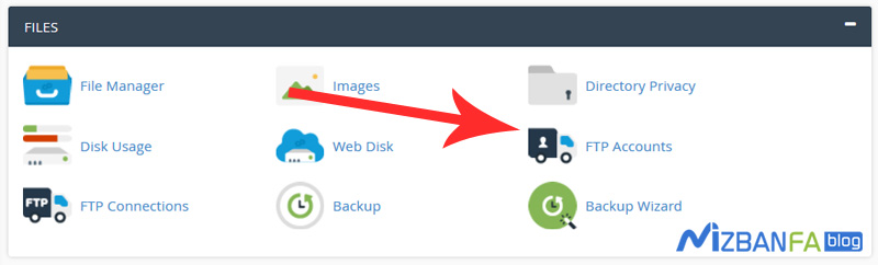 نحوه ایجاد اکانت ftp توسط ابزار ftp accounts در سی پنل