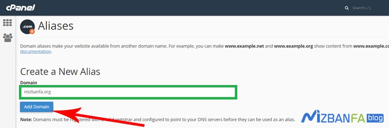 Park the domain in cpanel