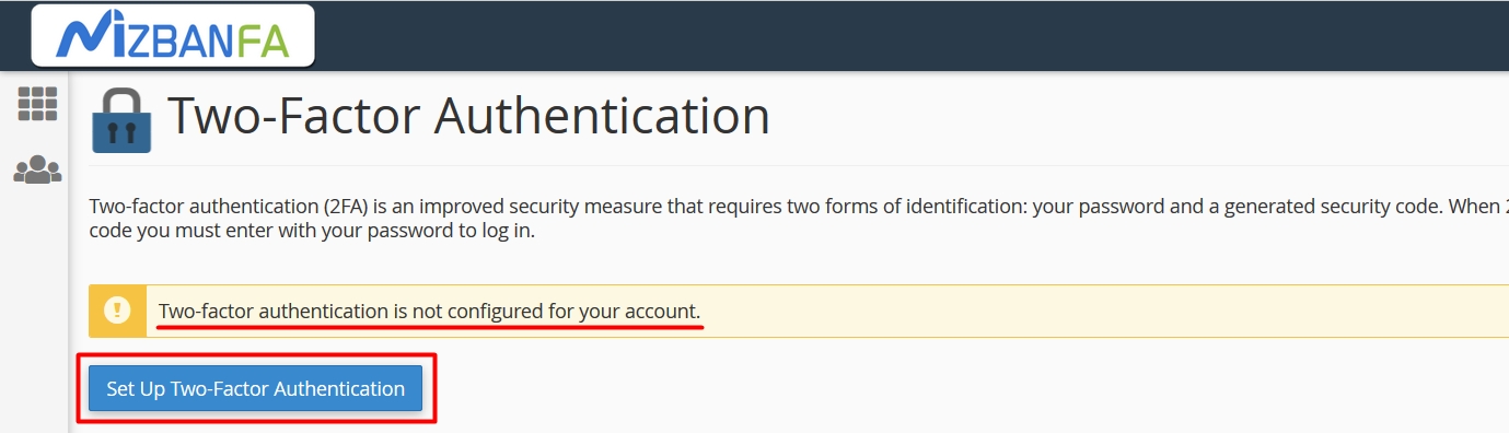 Enable cPanel two-step verification