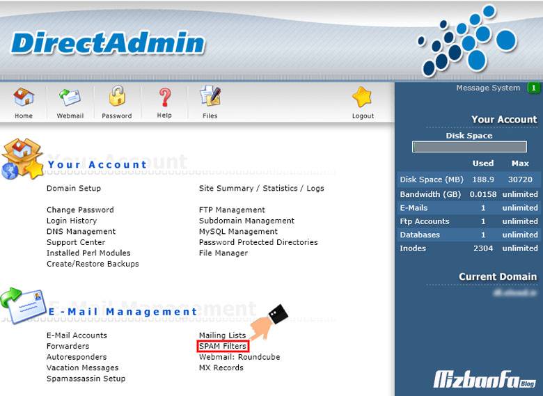 Email spam direct admin