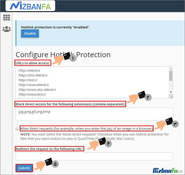 hotlinks protection سی پنل