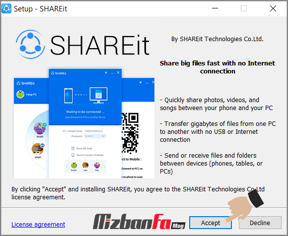 نصب برنامه shareit برای لپ تاپ
