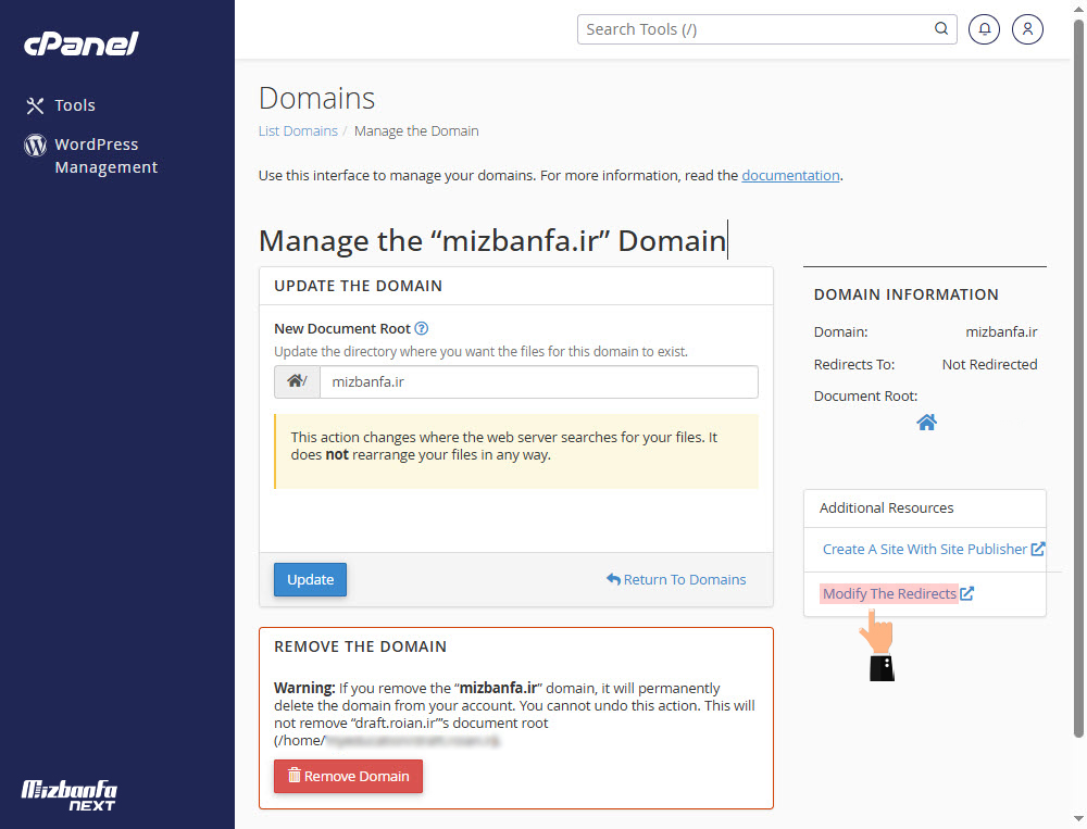 آموزش ریدایرکت دامنه پارک شده روی هاست به آدرس دیگر