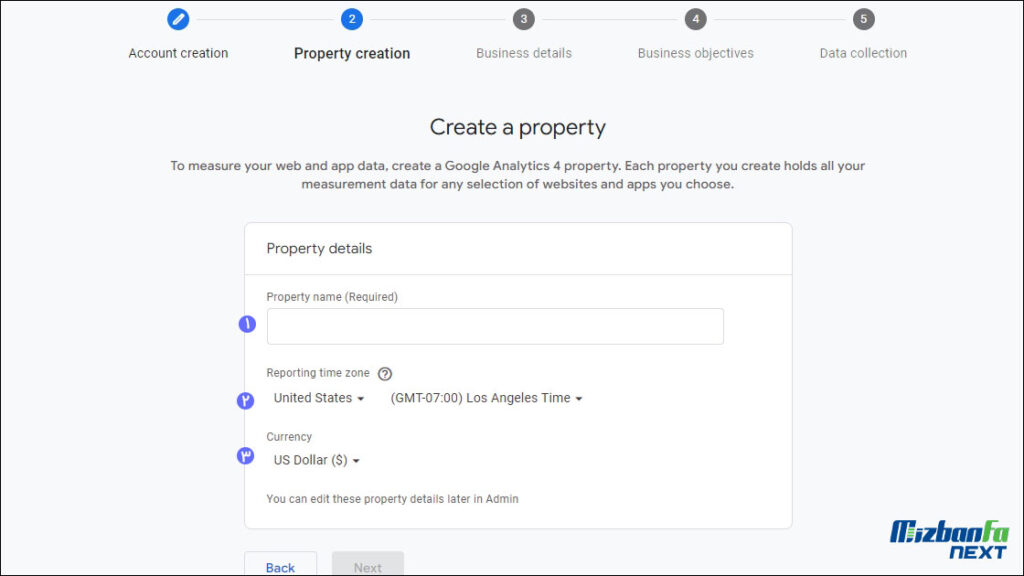 روش Property creation  در گوگل آنالیتیکس 