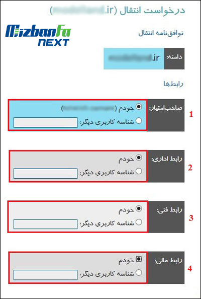 انتقال دامنه از ایرنیک به شخص دیگر