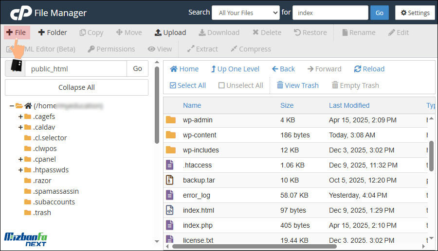 آموزش نوار ابزار فایل منیجر سی پنل