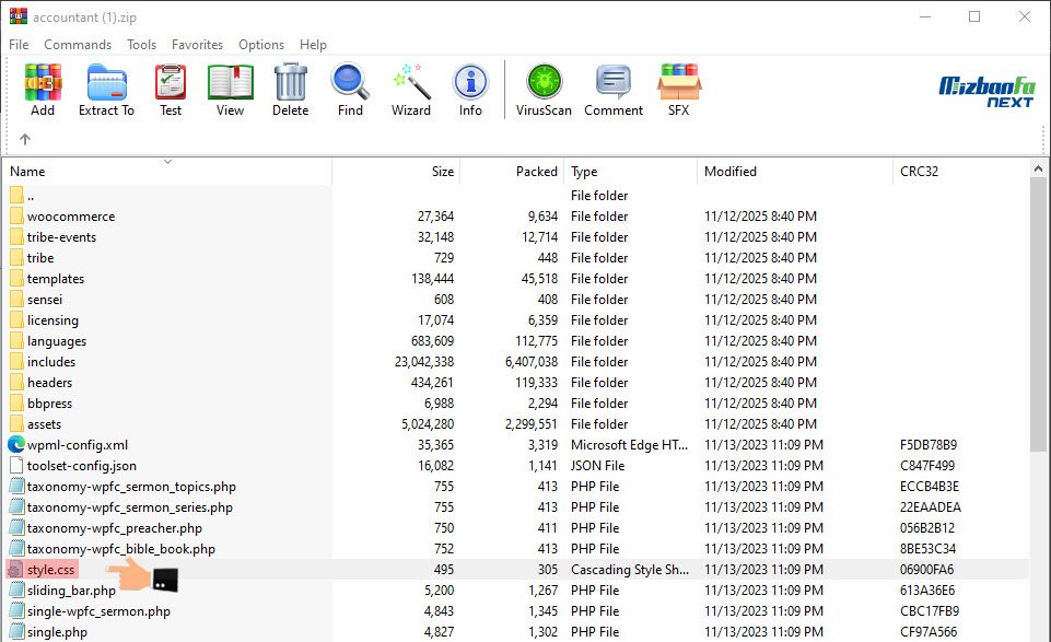  پرونده استایل style.css را کم دارد