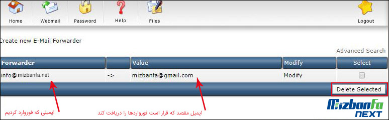 حذف فوروارد اتوماتیک ایمیل به ایمیل دیگر