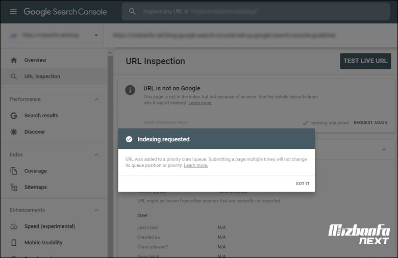 ابزار URL inspection در گوگل سرچ کنسول