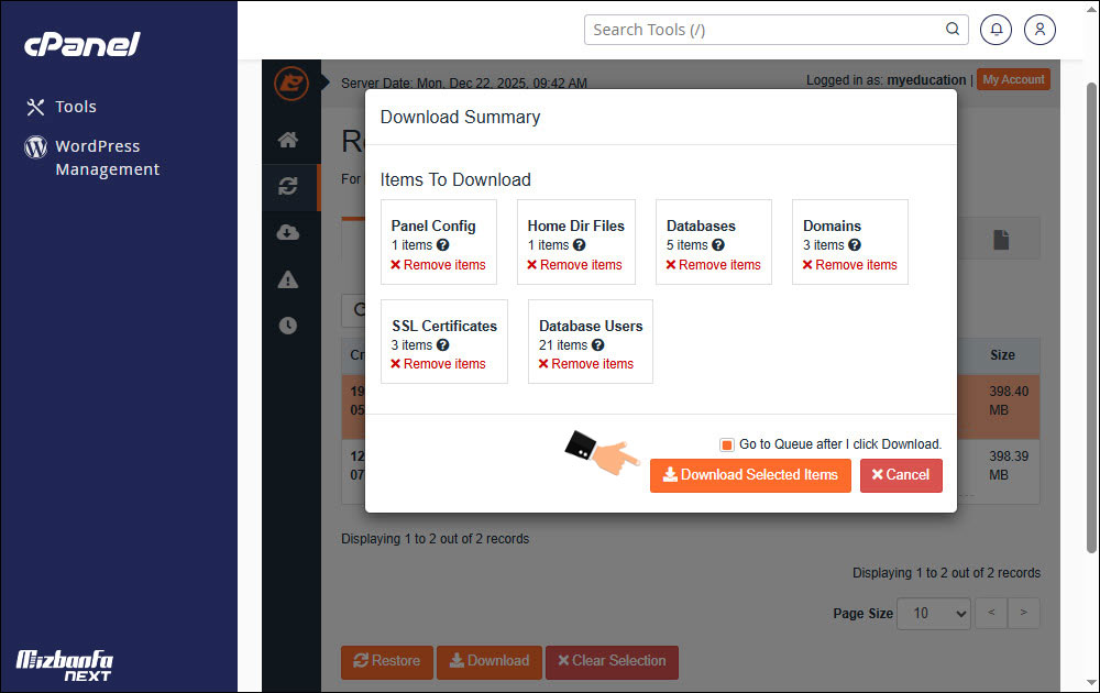 دانلود بکاپ با jetbackup در سی پنل