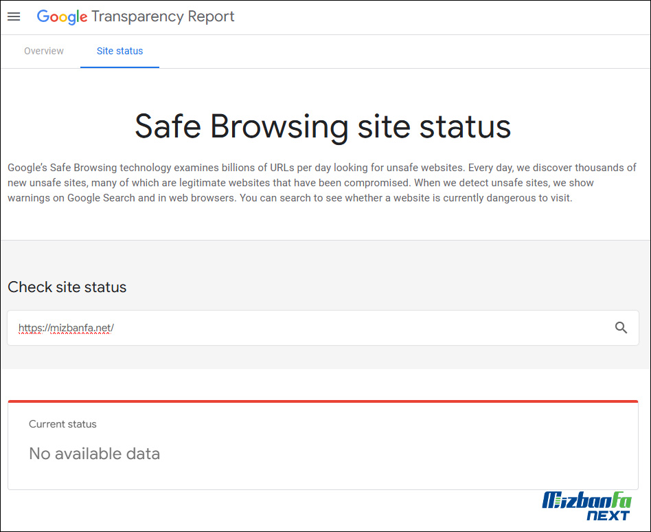 اسکن ویروسی بودن سایت با ابزار Transparency Report گوگل