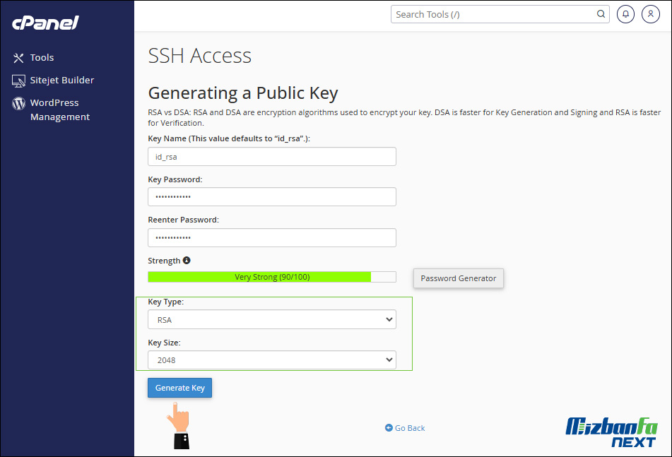 قسمت Generating a Public Key