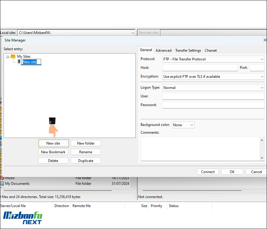 آپلود فایل از طریق ftp در هاست به کمک filezilla