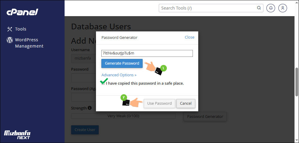 ساخت دیتابیس در cpanel
