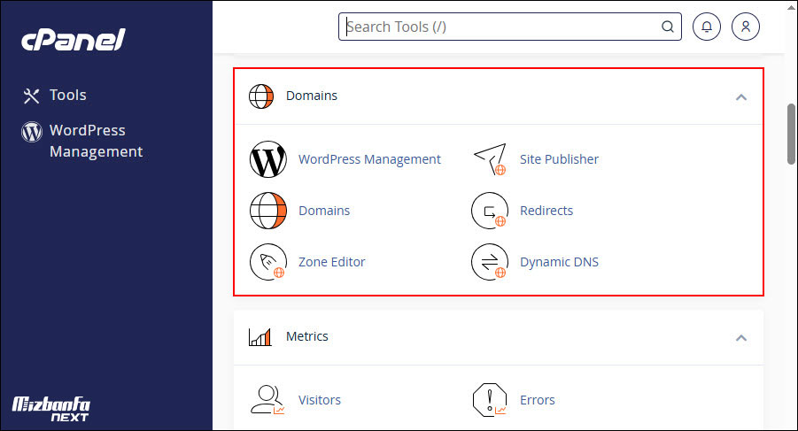 دیریت دامنه ها در سی پنل با بخش domains