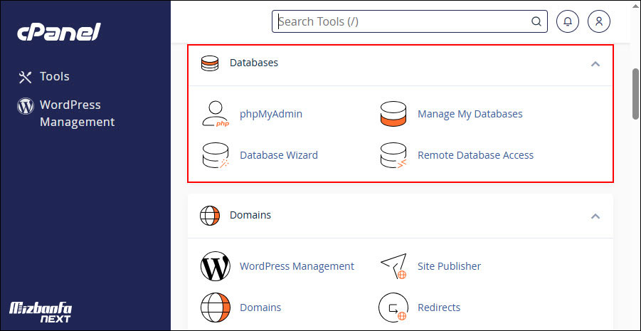 مدیریت پایگاه داده سایت ها با بخش database