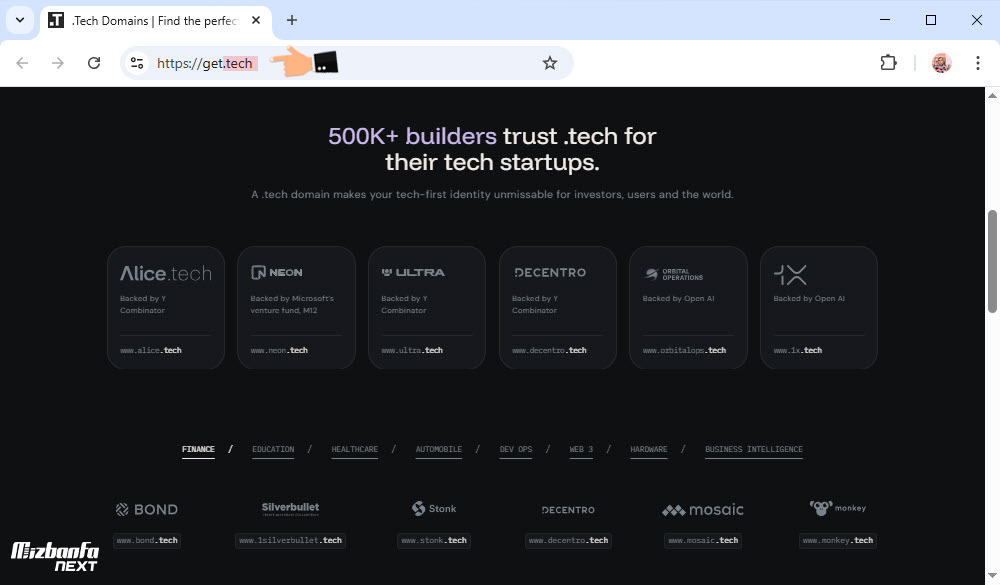 معنی پسوند دامنه tech.