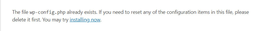 خطای A wp-config.php already exists