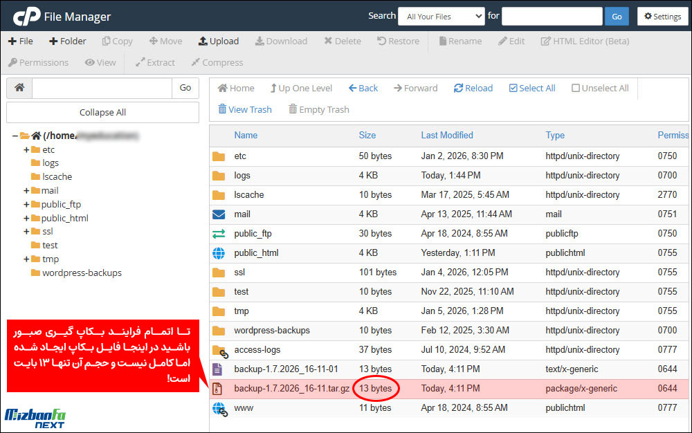 بکاپ گرفتن از سایت